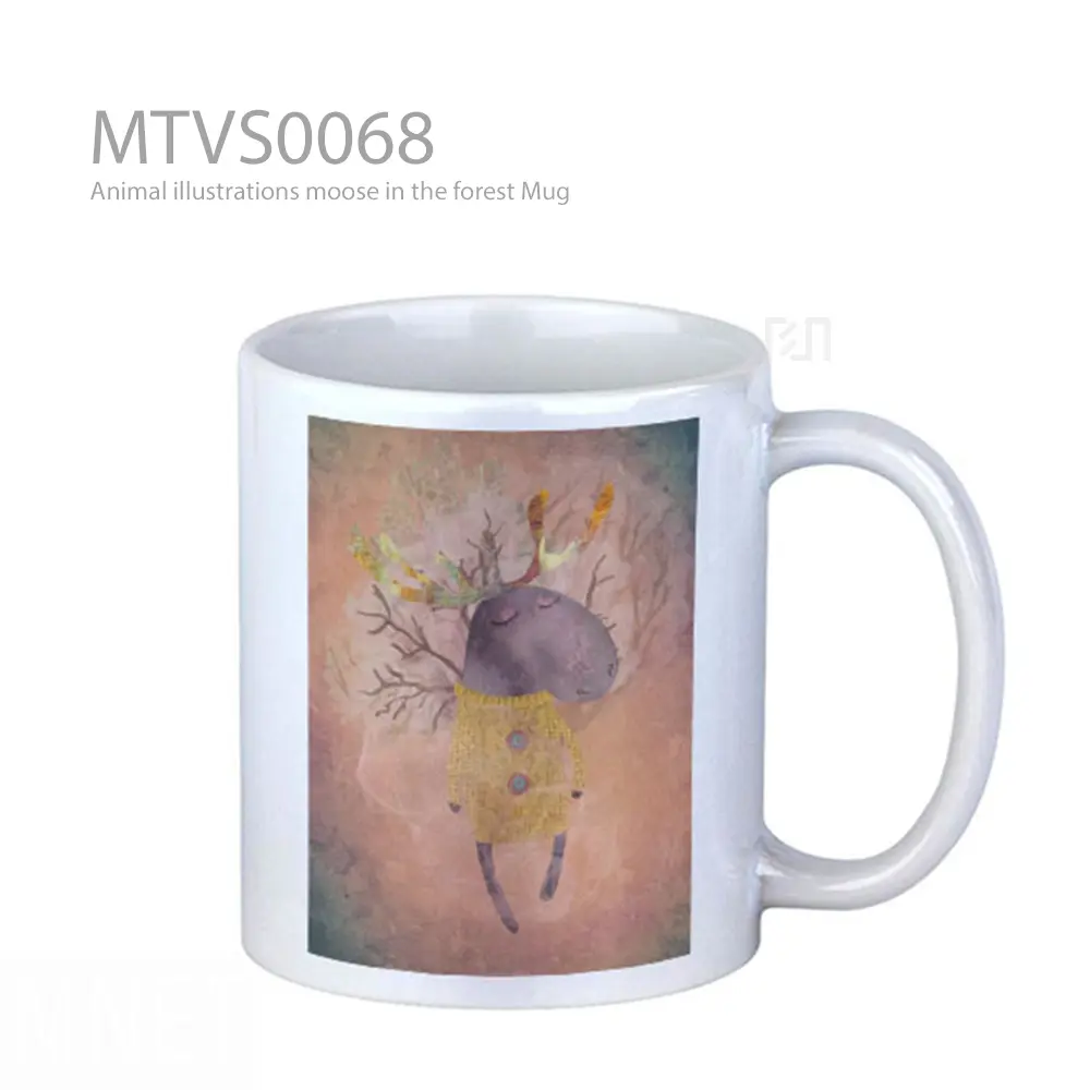 Animal illustrations moose in the forest Mug