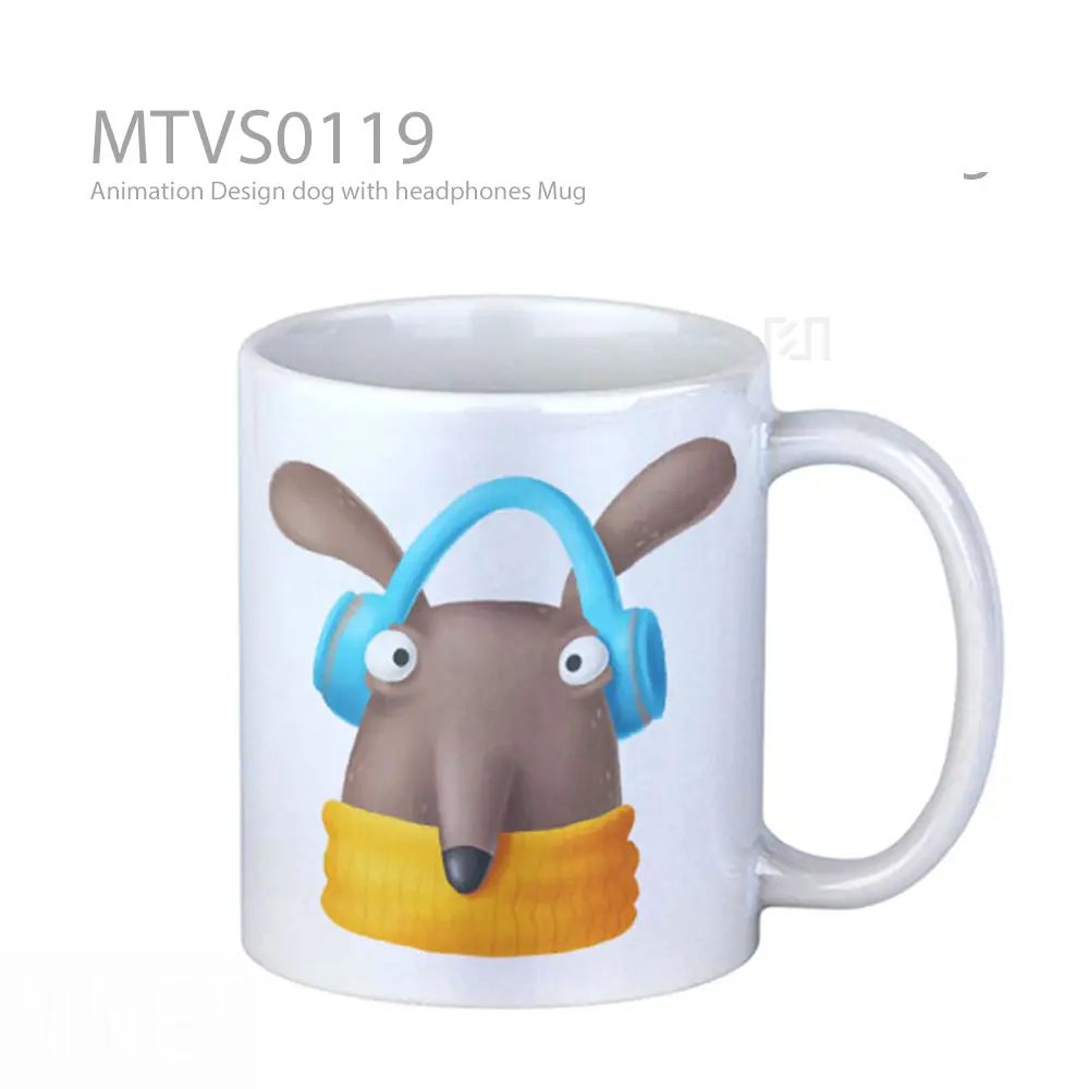 Animation Design dog with headphones Mug