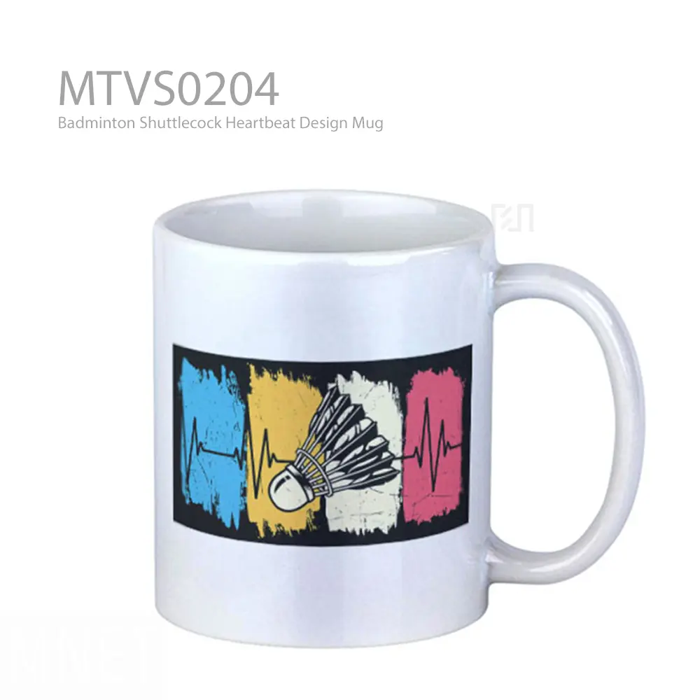 Badminton Shuttlecock Heartbeat Design Mug