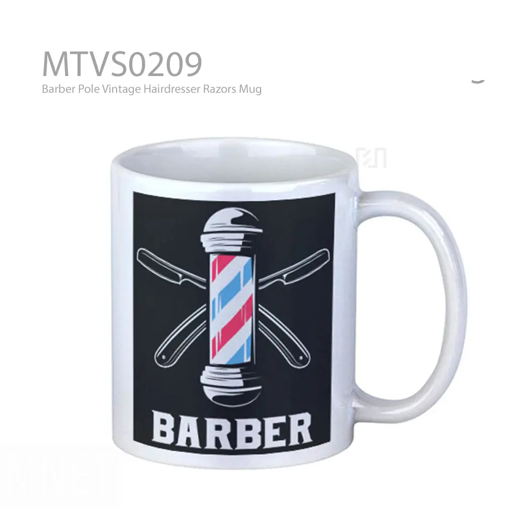 Barber Pole Vintage Hairdresser Razors Mug