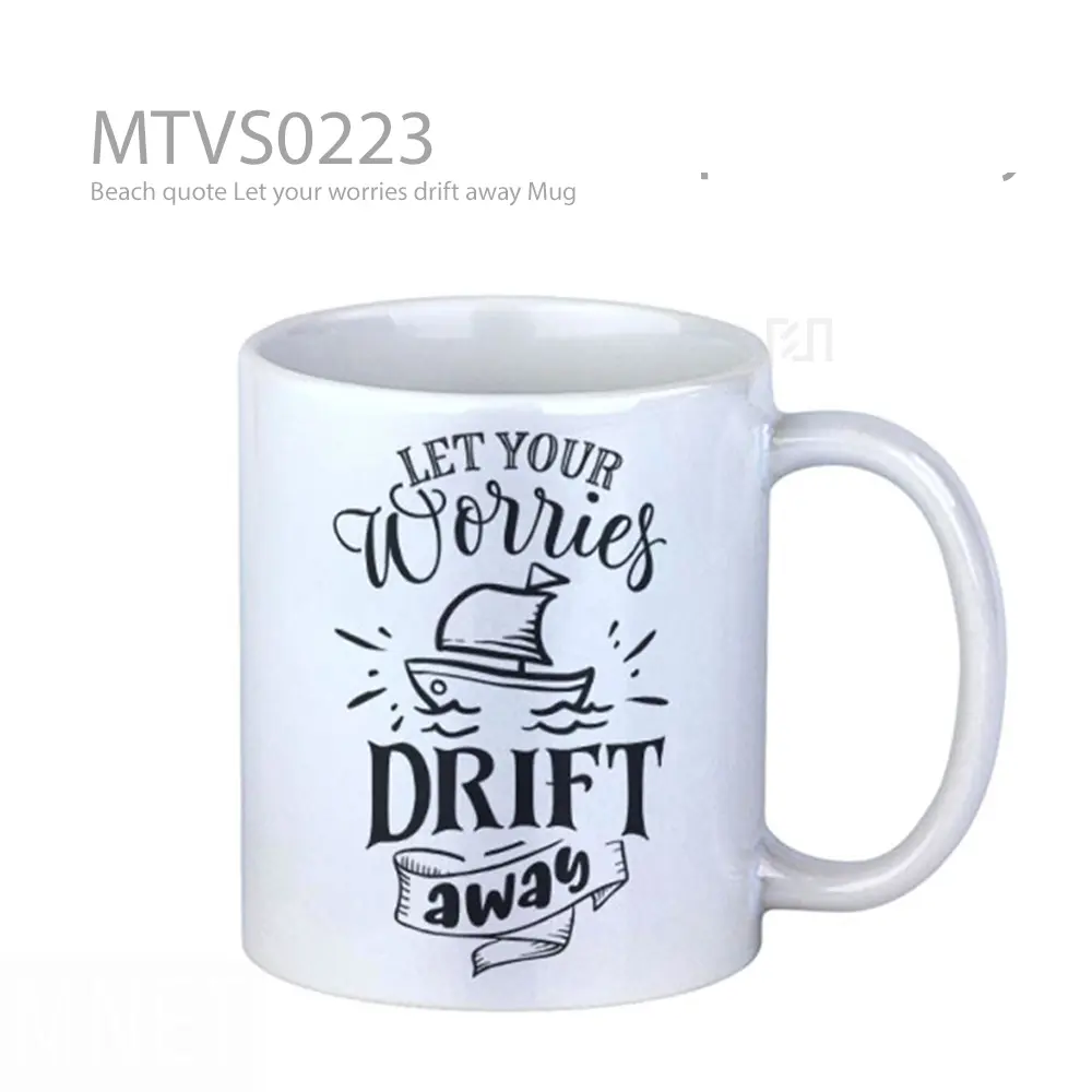 Beach quote Let your worries drift away Mug