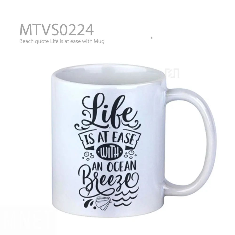 Beach quote Life is at ease with Mug