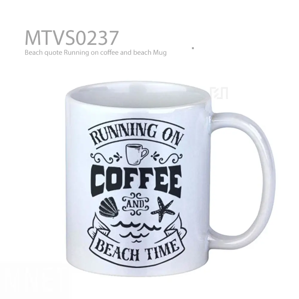 Beach quote Running on coffee and beach Mug