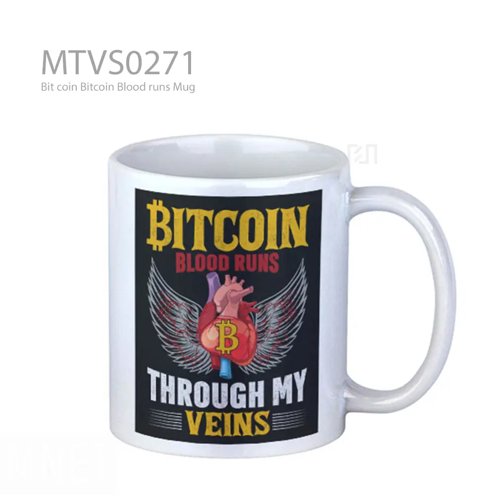 Bit coin Bitcoin Blood runs Mug