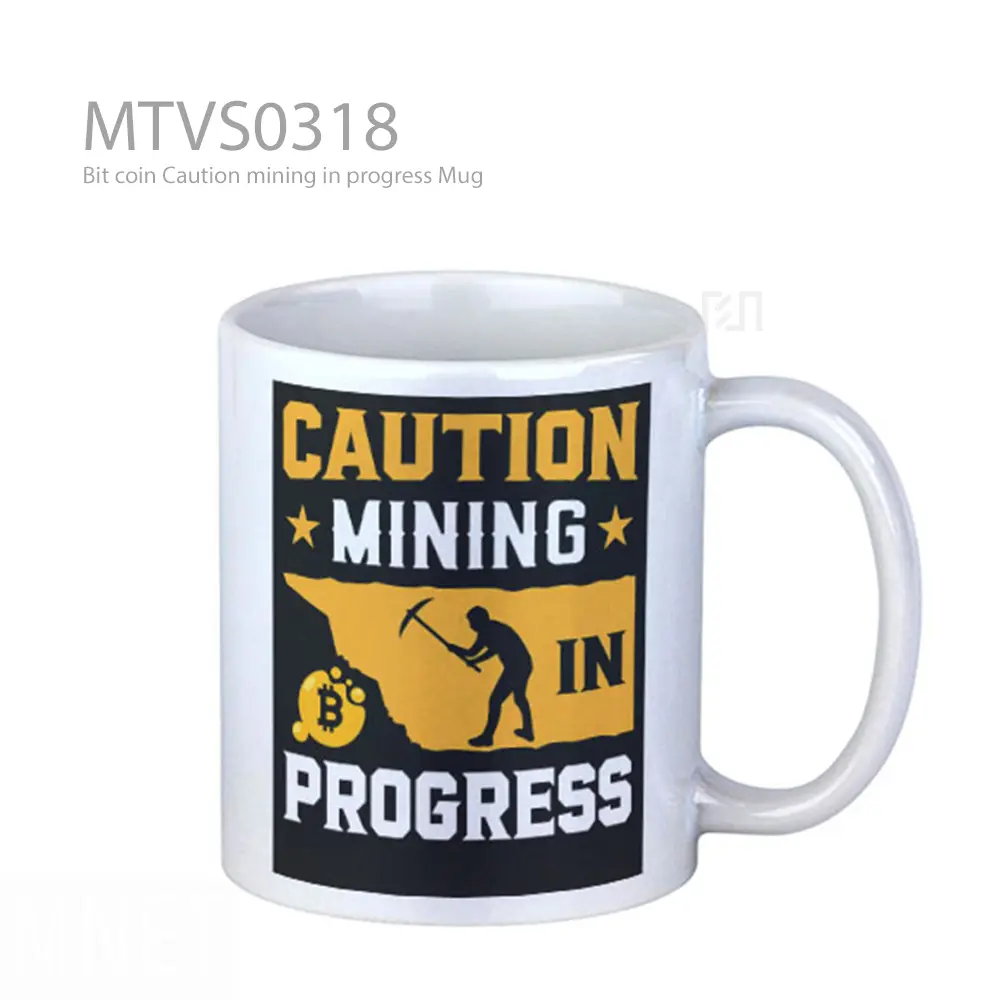 Bit coin Caution mining in progress Mug