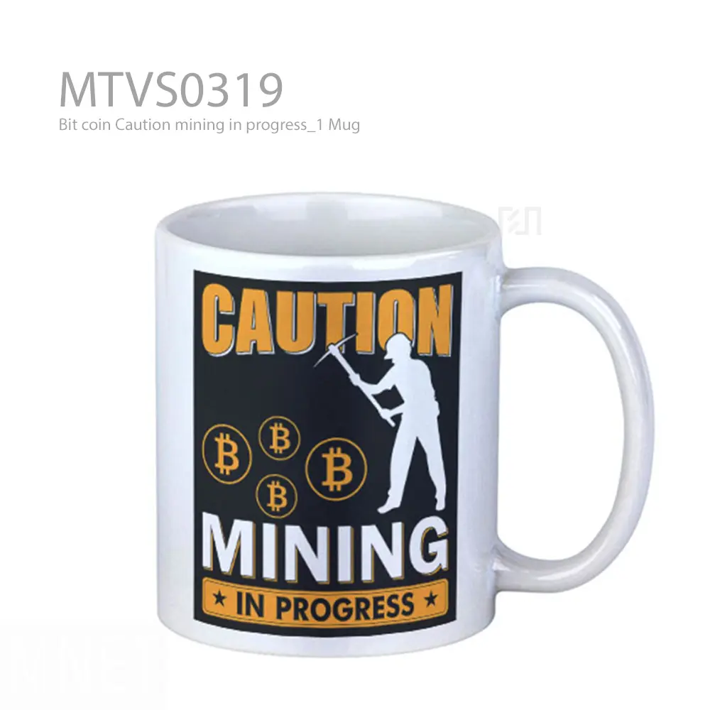 Bit coin Caution mining in progress_1 Mug