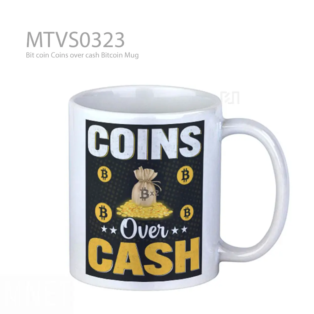 Bit coin Coins over cash Bitcoin Mug