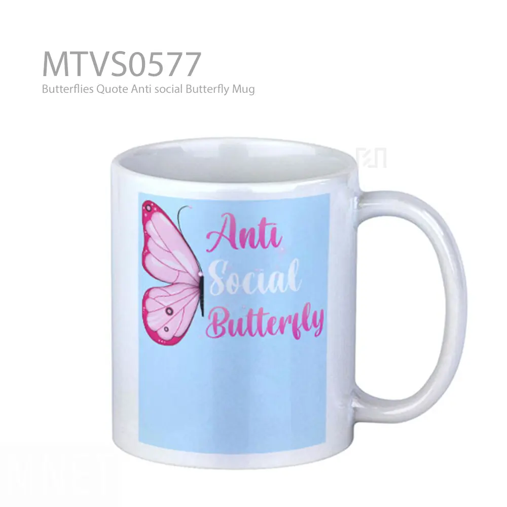 Mug Keramik Premium SNI - Butterflies Quote Anti social Butterfly Mug