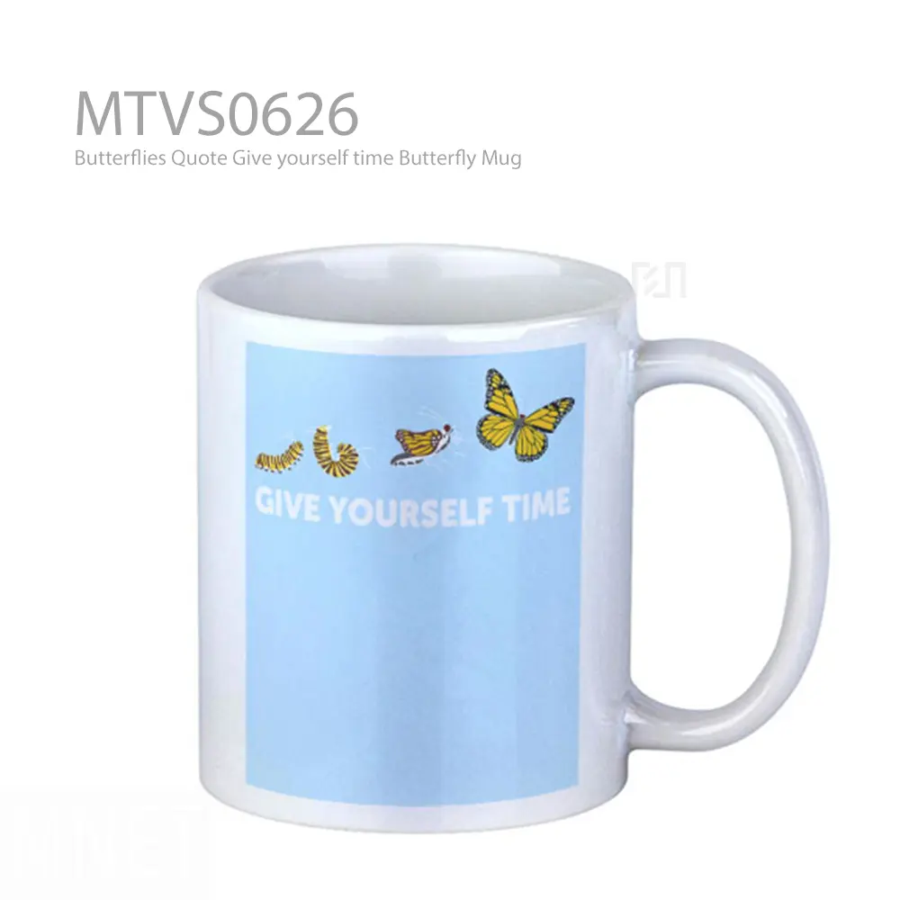 Mug Keramik Premium SNI - Butterflies Quote Give yourself time Butterfly Mug