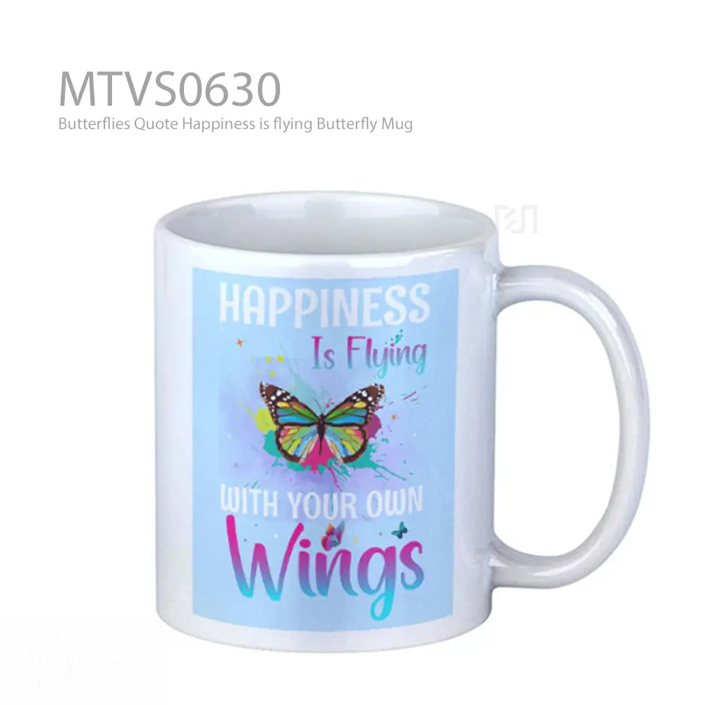 Butterflies Quote Happiness is flying Butterfly Mug