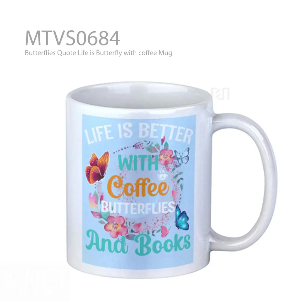 Mug Keramik Premium SNI - Butterflies Quote Life is Butterfly with coffee Mug