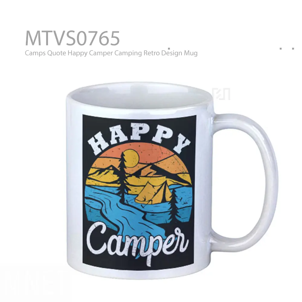 Camps Quote Happy Camper Camping Retro Design Mug