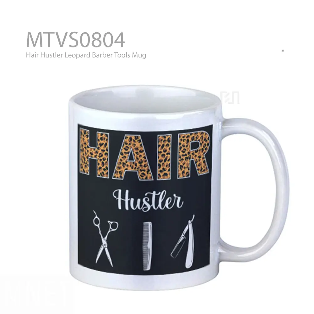 Hair Hustler Leopard Barber Tools Mug