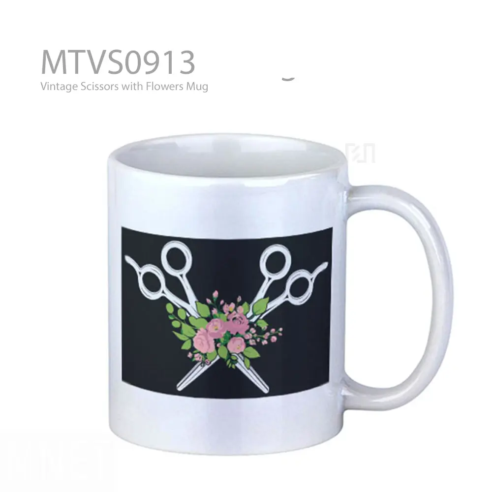 Vintage Scissors with Flowers Mug