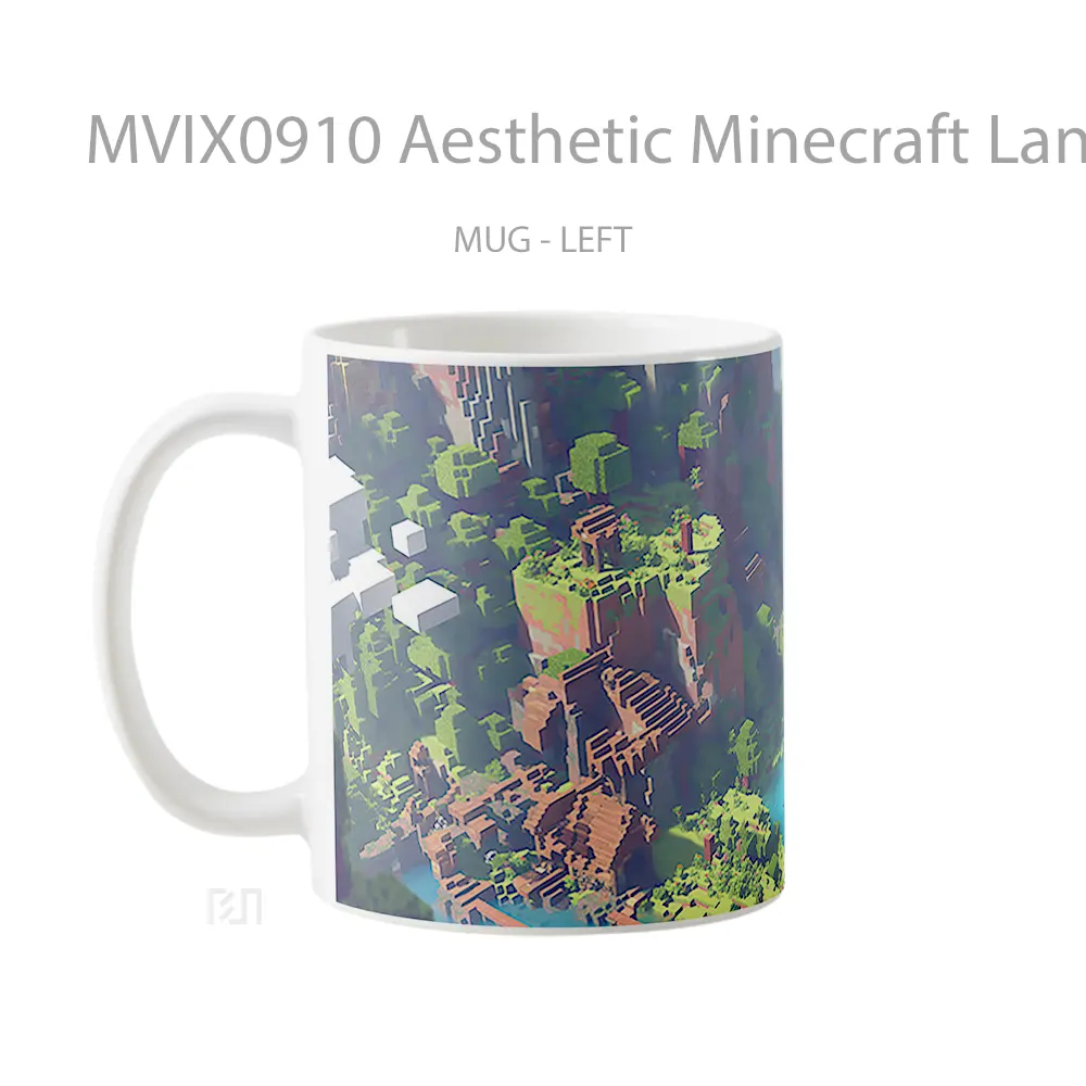 Mug Aesthetic Minecraft Landscape Merchandise Game Favorit - All-side / Desain