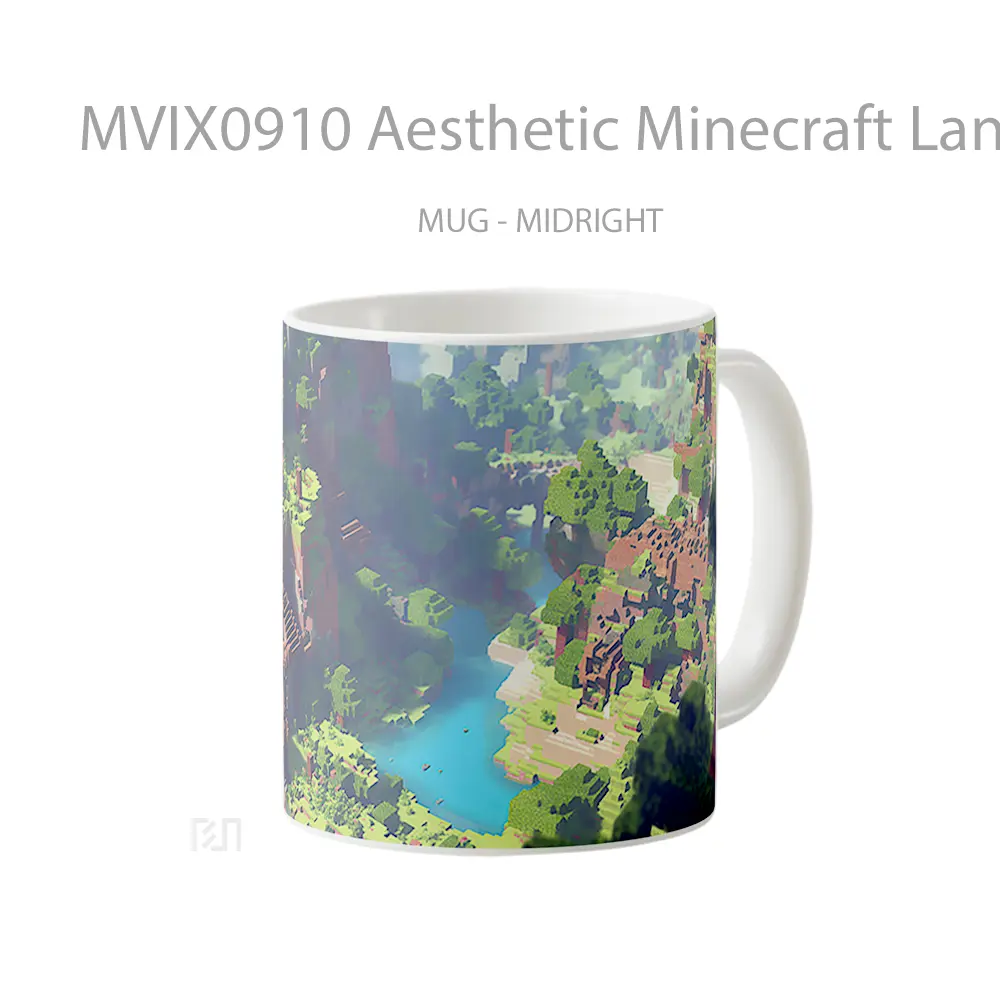 Mug Aesthetic Minecraft Landscape Merchandise Game Favorit - All-side / Desain