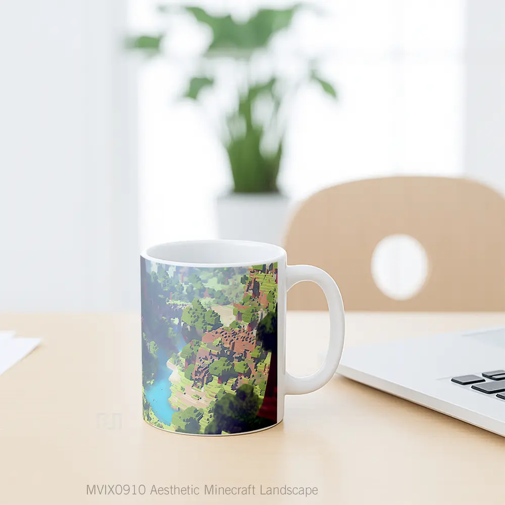 Mug Aesthetic Minecraft Landscape Merchandise Game Favorit - All-side / Desain