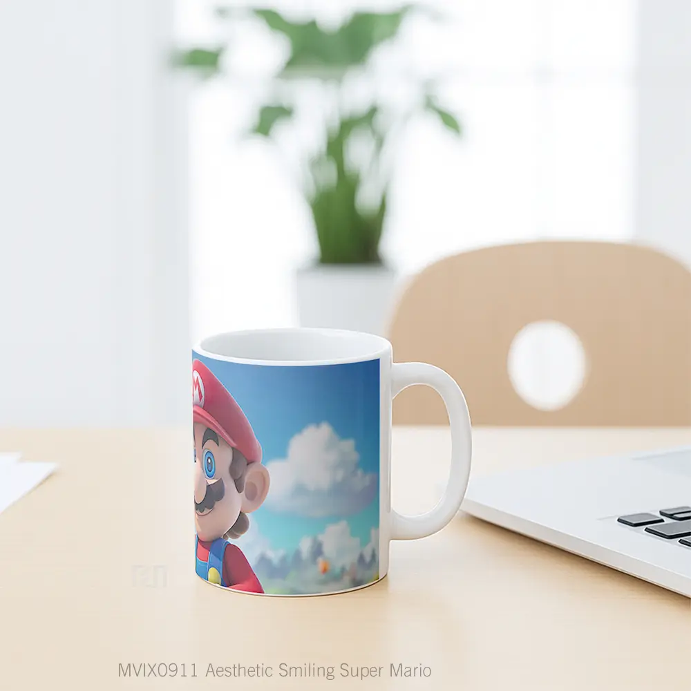 Mug Aesthetic Smiling Super Mario Hadiah Lucu dan Menarik - All-side / Desain