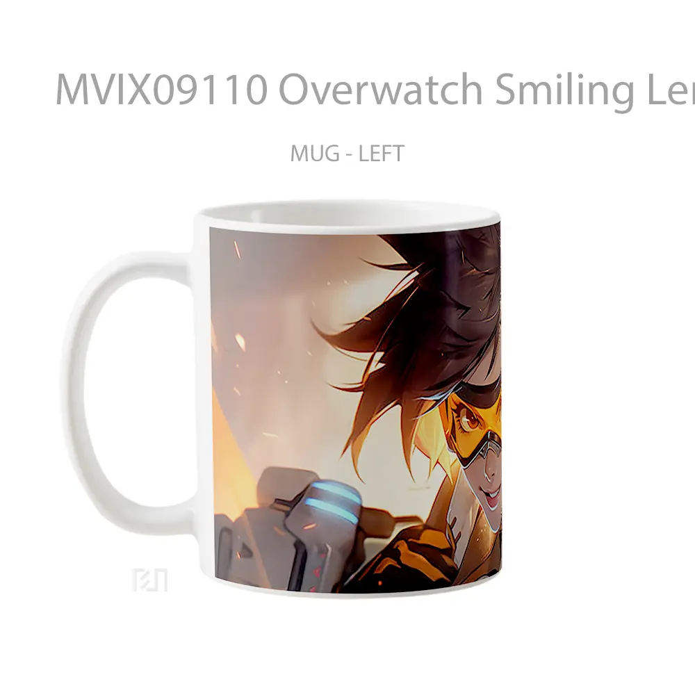 Mug Overwatch Smiling Lena Oxton Hadiah Unik Pecinta Game - All-side / Desain