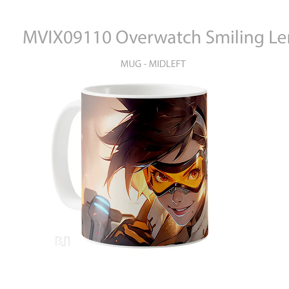 Mug Overwatch Smiling Lena Oxton Hadiah Unik Pecinta Game - All-side / Desain