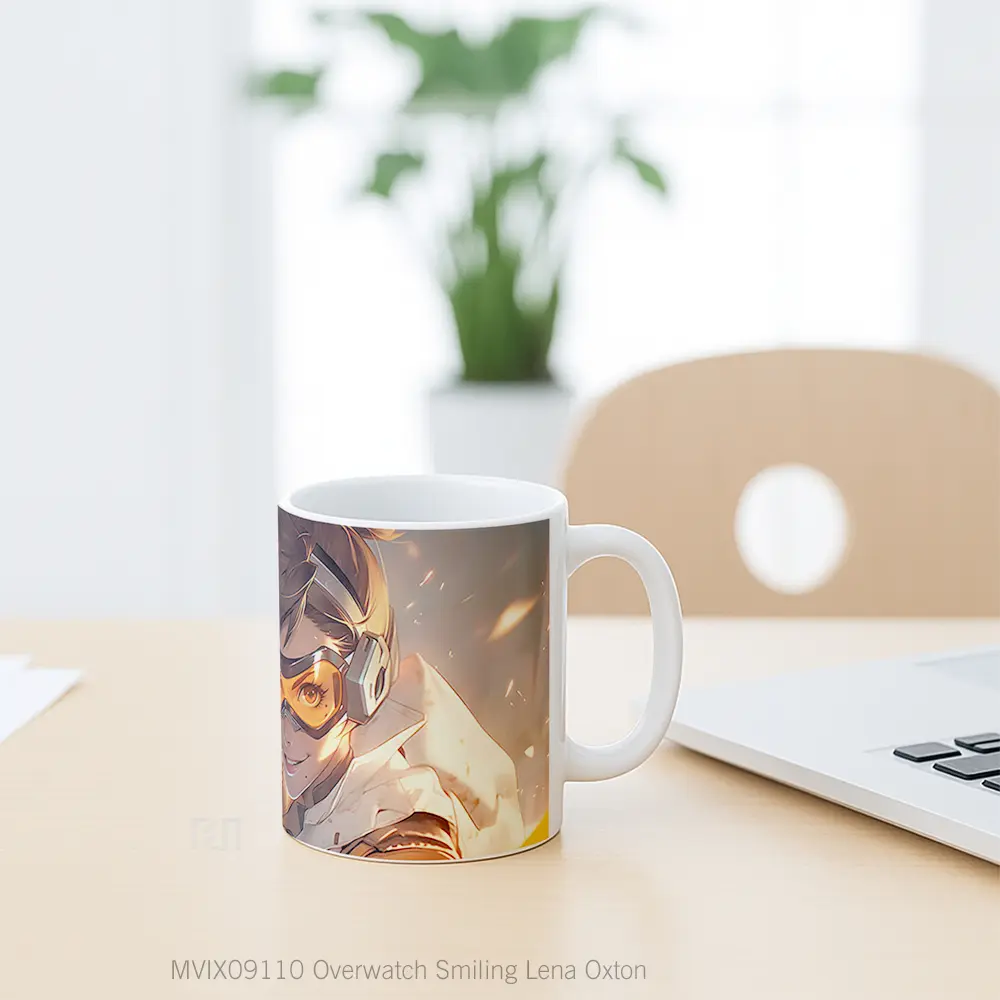 Mug Overwatch Smiling Lena Oxton Hadiah Unik Pecinta Game - All-side / Desain