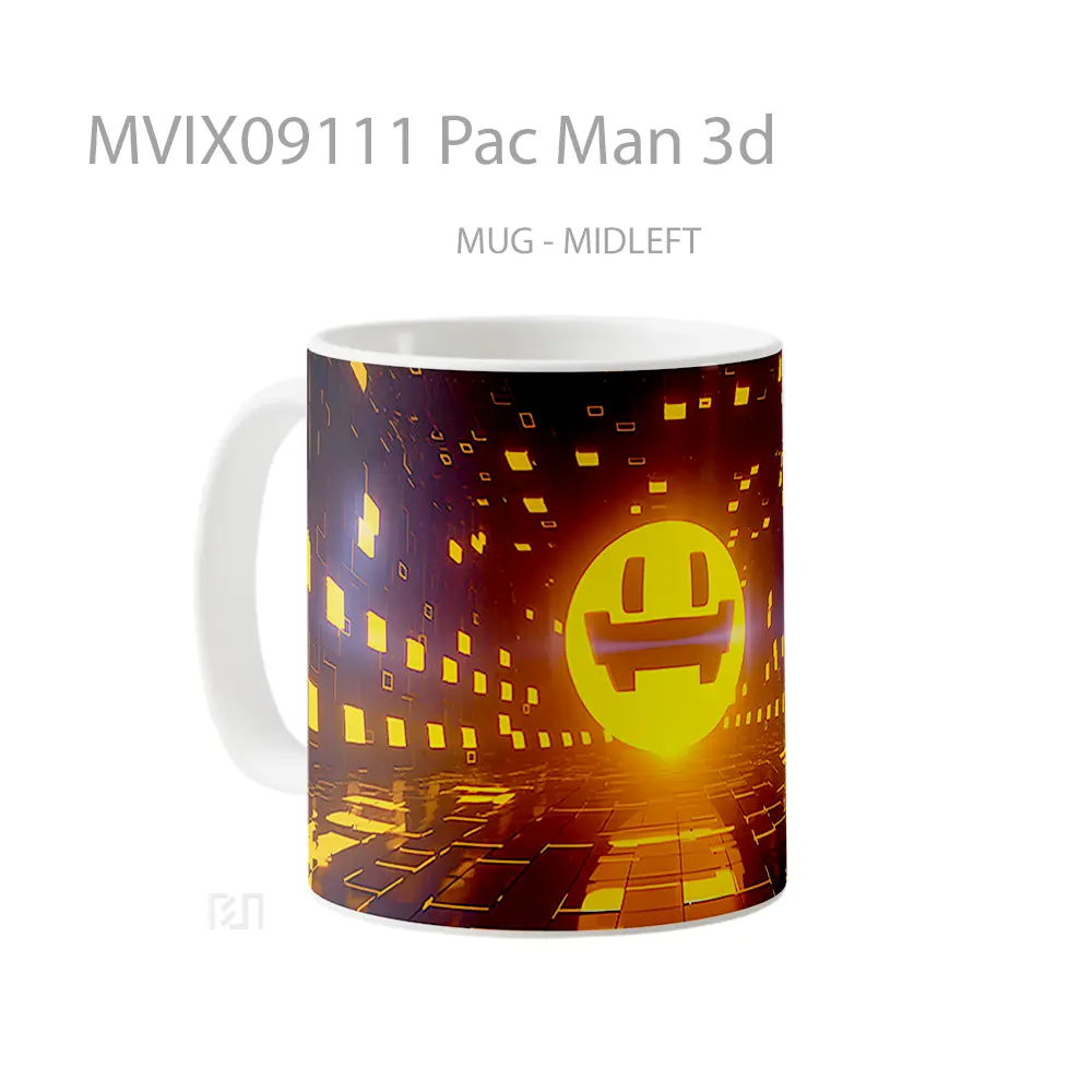 Mug Pac Man 3D Gelas Keramik Desain Unik - All-side / Desain