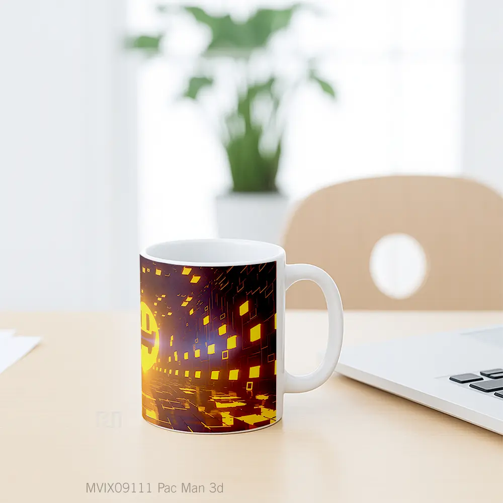 Mug Pac Man 3D Gelas Keramik Desain Unik - All-side / Desain