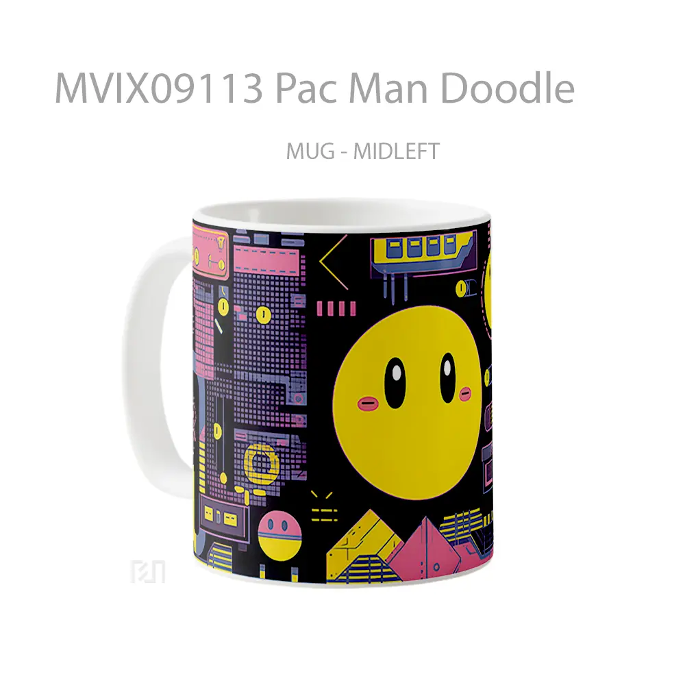 Mug Pac Man Doodle Mug Aesthetic Koleksi Spesial - All-side / Desain