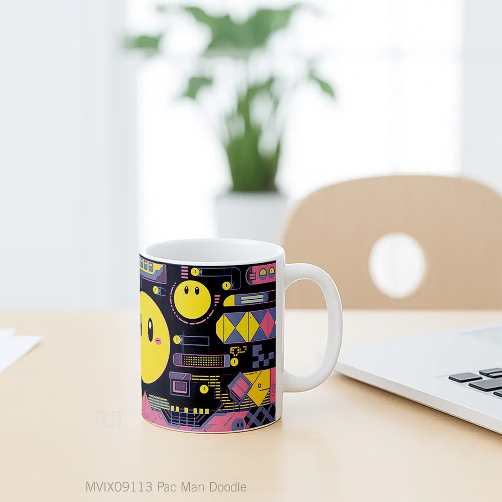 Mug Pac Man Doodle Mug Aesthetic Koleksi Spesial - All-side / Desain