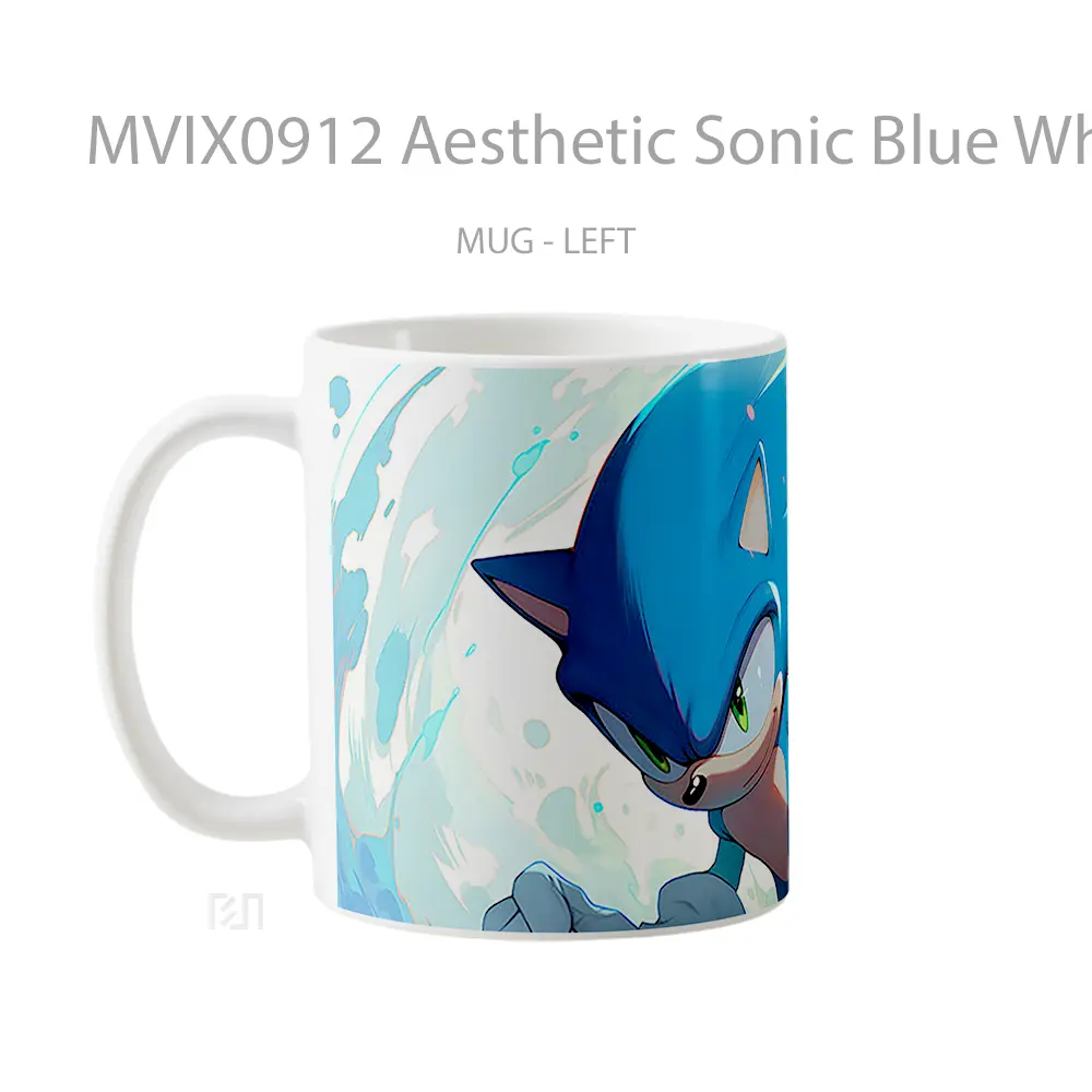 Mug Aesthetic Sonic Blue White Koleksi Mug Limited Edition - All-side / Desain