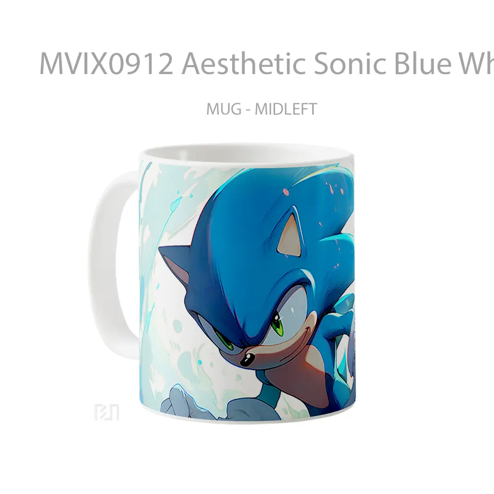 Mug Aesthetic Sonic Blue White Koleksi Mug Limited Edition - All-side / Desain