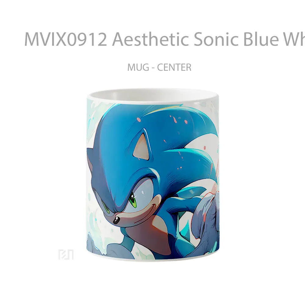 Mug Keramik Premium SNI - Mug Aesthetic Sonic Blue White Koleksi Mug Limited Edition