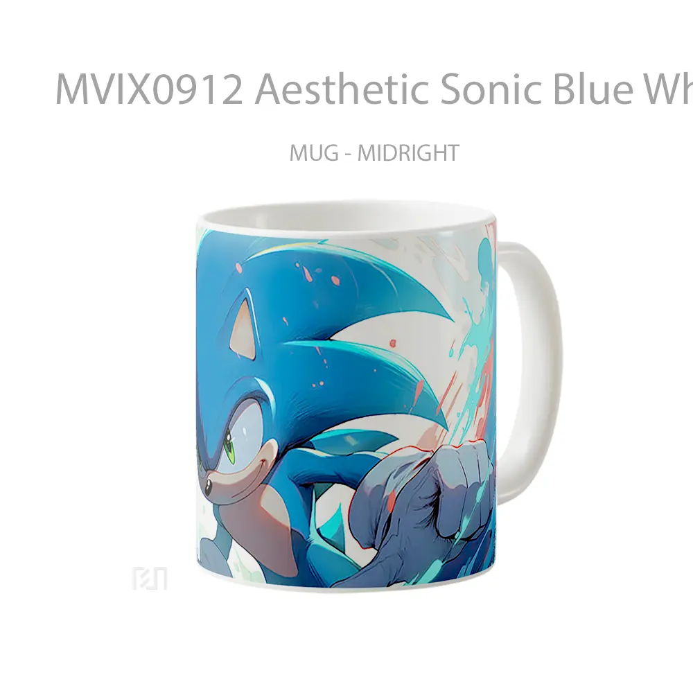 Mug Aesthetic Sonic Blue White Koleksi Mug Limited Edition - All-side / Desain