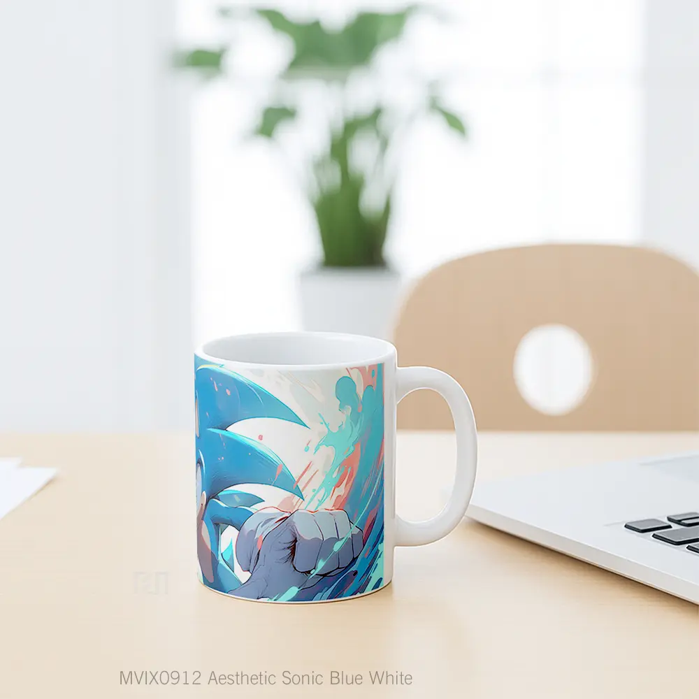 Mug Aesthetic Sonic Blue White Koleksi Mug Limited Edition - All-side / Desain