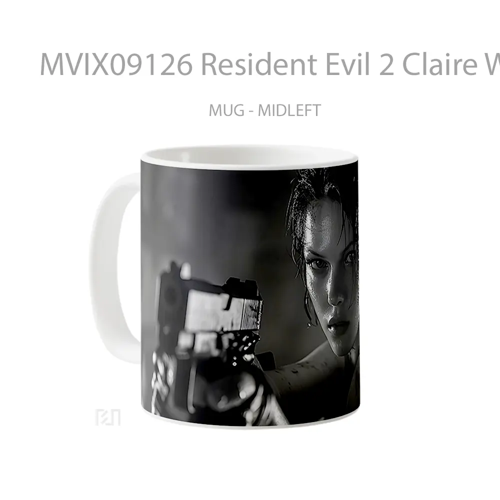 Mug Resident Evil 2 Claire With Gun Gelas Keramik Desain Unik - All-side / Desain