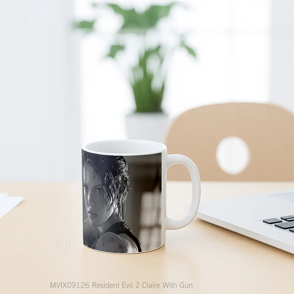 Mug Resident Evil 2 Claire With Gun Gelas Keramik Desain Unik - All-side / Desain