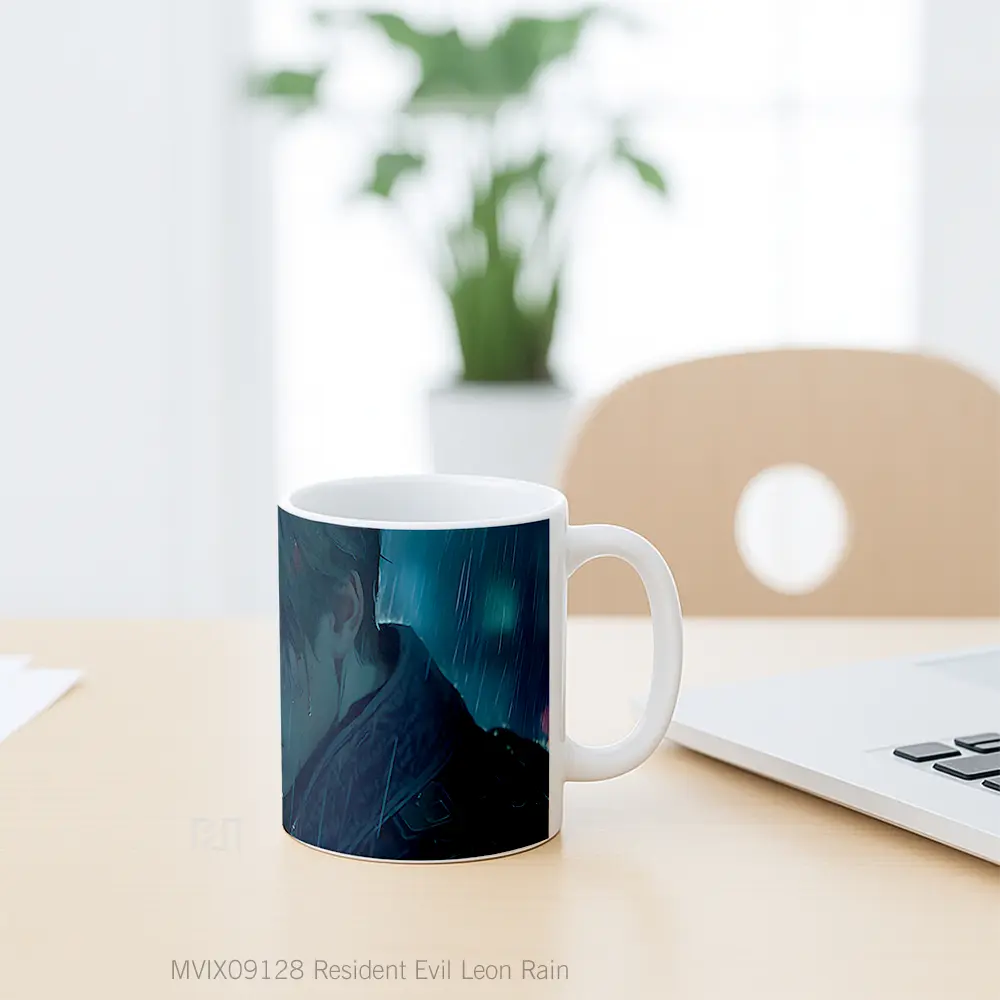 Mug Resident Evil Leon Rain Gelas Keramik Desain Unik - All-side / Desain