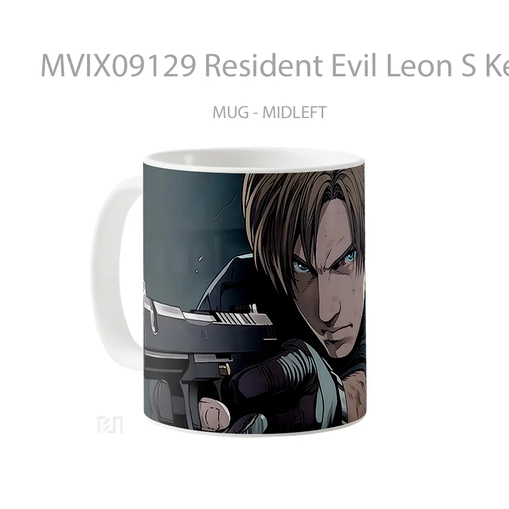 Mug Resident Evil Leon S Kennedy With Gun Koleksi Mug Limited Edition - All-side / Desain