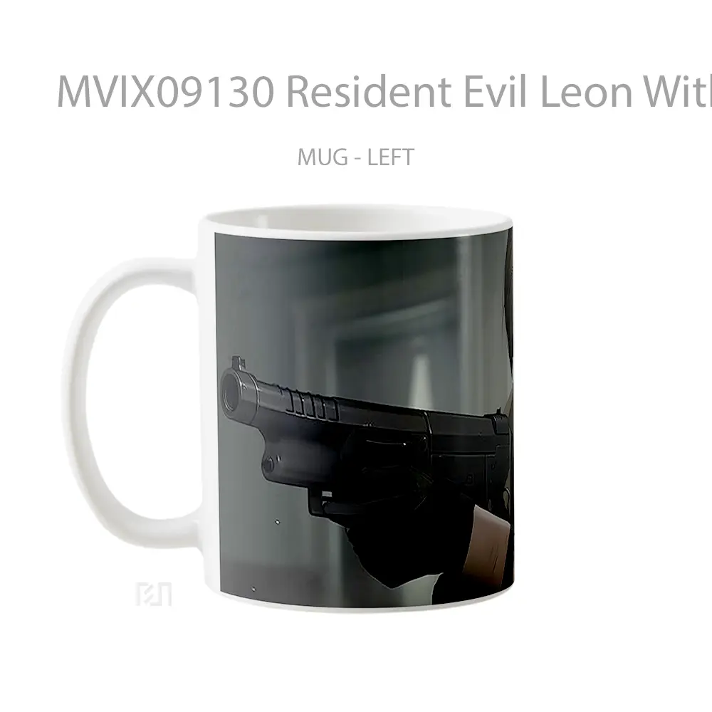 Mug Resident Evil Leon With Weapon Gelas Keramik Desain Unik - All-side / Desain