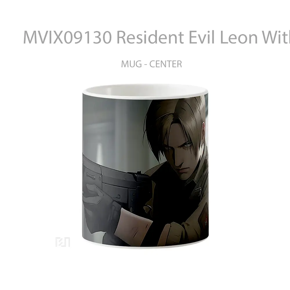 Mug Resident Evil Leon With Weapon Gelas Keramik Desain Unik