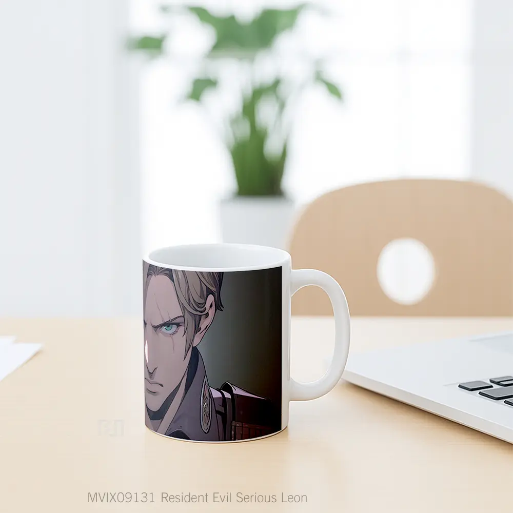 Mug Resident Evil Serious Leon Koleksi Mug Limited Edition - All-side / Desain