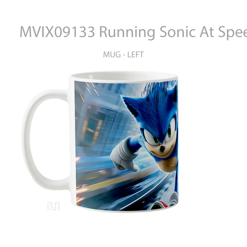 Mug Running Sonic At Speed Hadiah Lucu dan Menarik - All-side / Desain