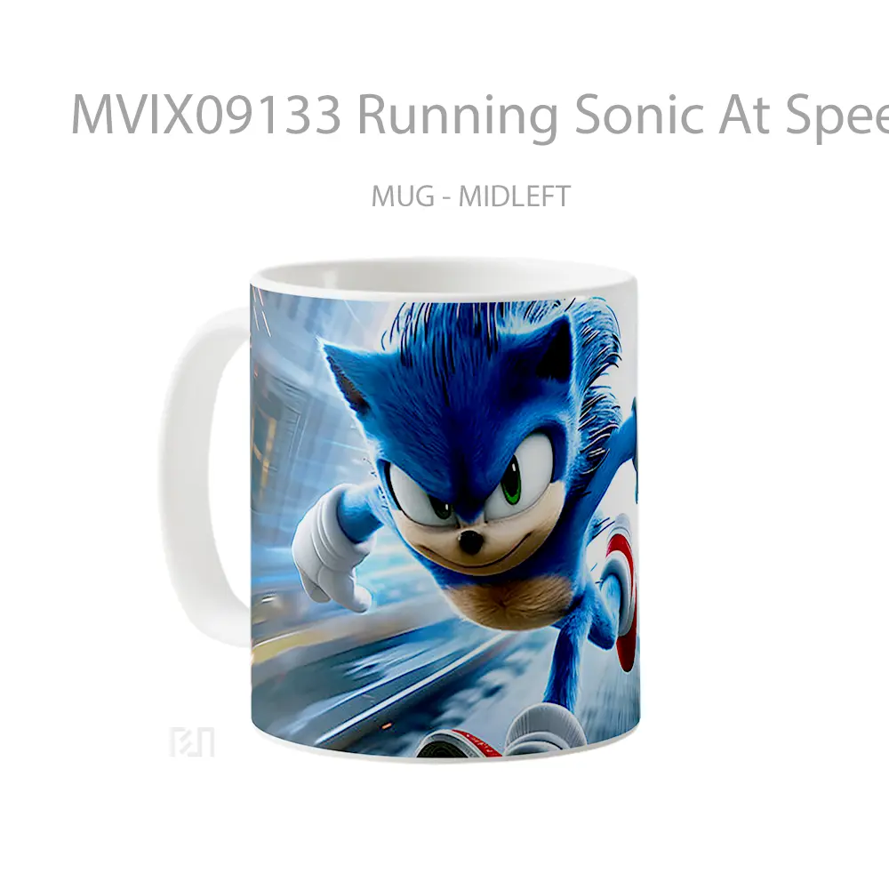 Mug Running Sonic At Speed Hadiah Lucu dan Menarik - All-side / Desain
