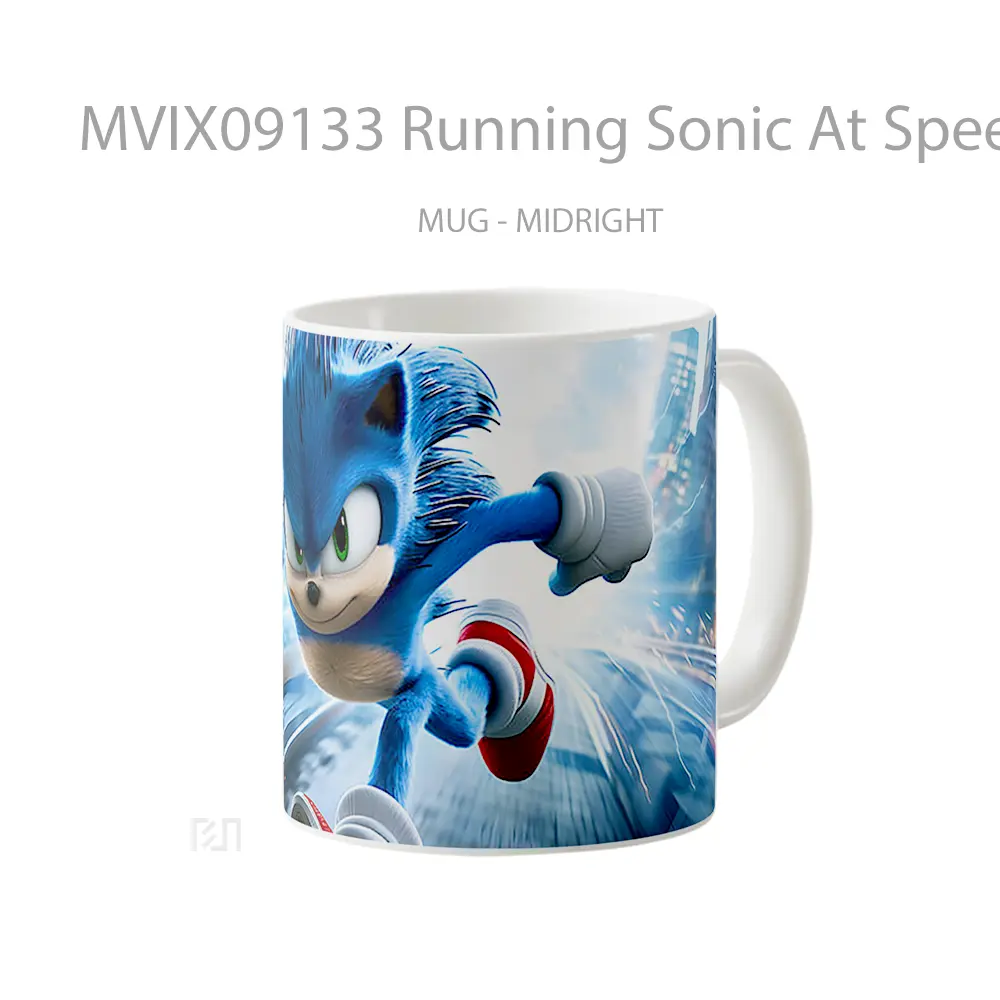Mug Running Sonic At Speed Hadiah Lucu dan Menarik - All-side / Desain