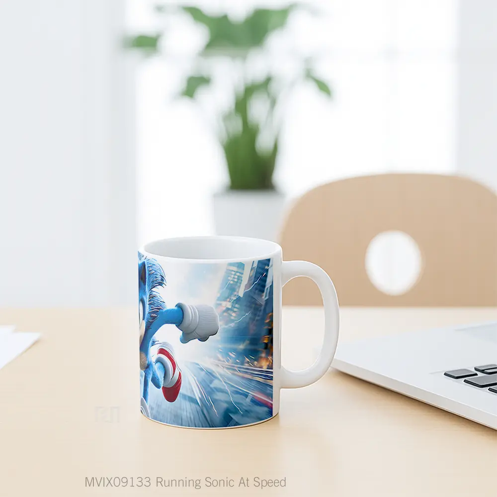 Mug Running Sonic At Speed Hadiah Lucu dan Menarik - All-side / Desain