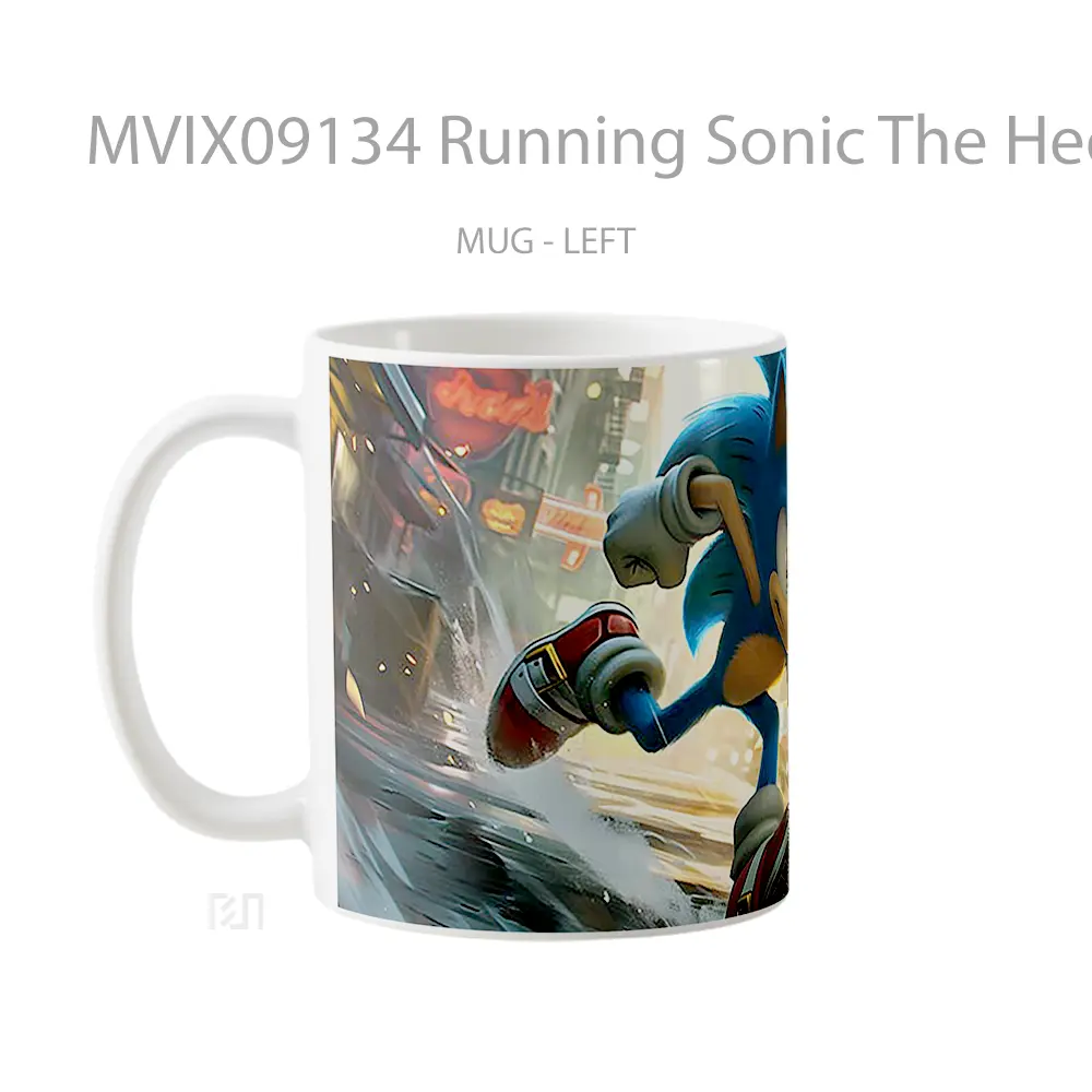 Mug Running Sonic The Hedgehog In City Gelas Keramik Desain Unik - All-side / Desain