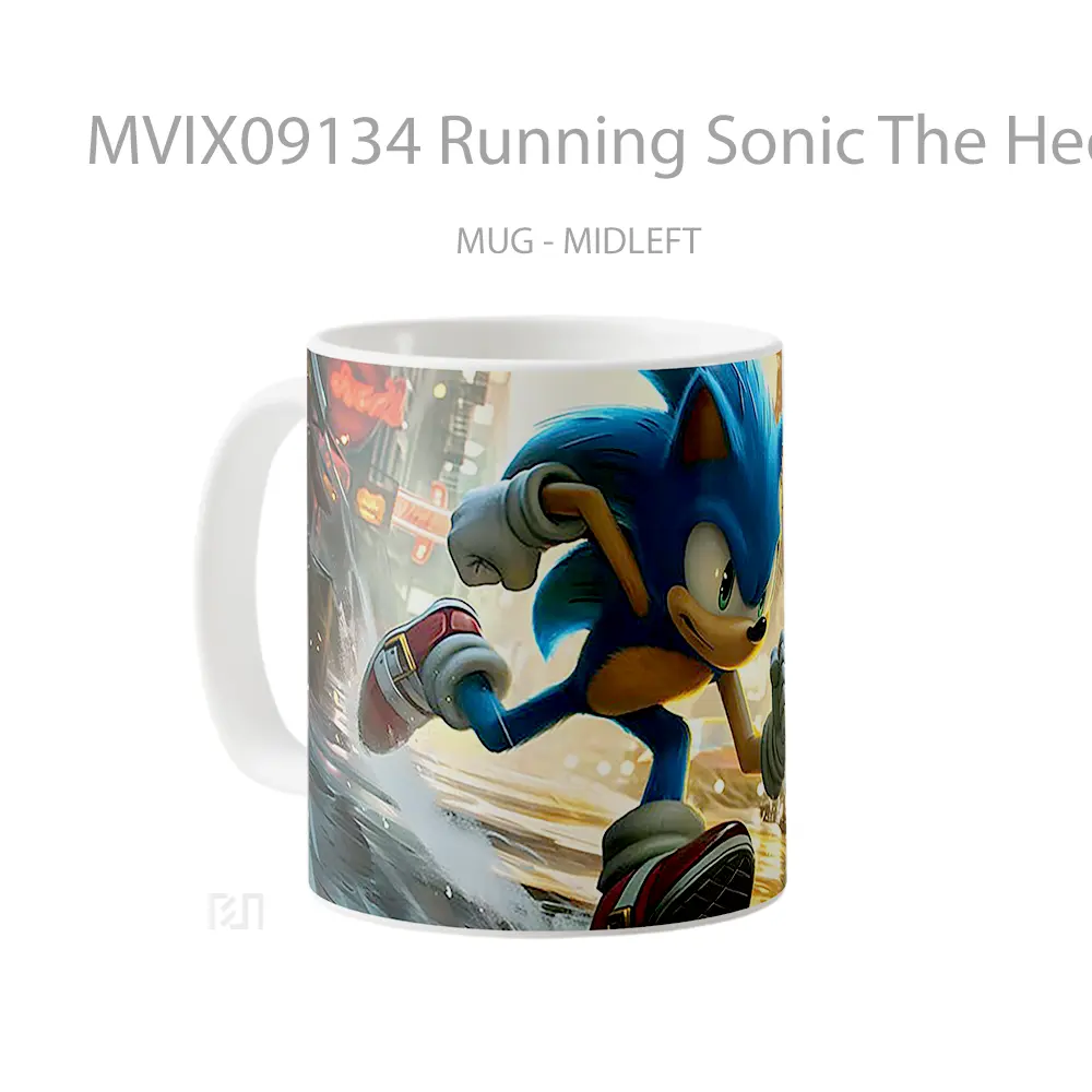 Mug Running Sonic The Hedgehog In City Gelas Keramik Desain Unik - All-side / Desain