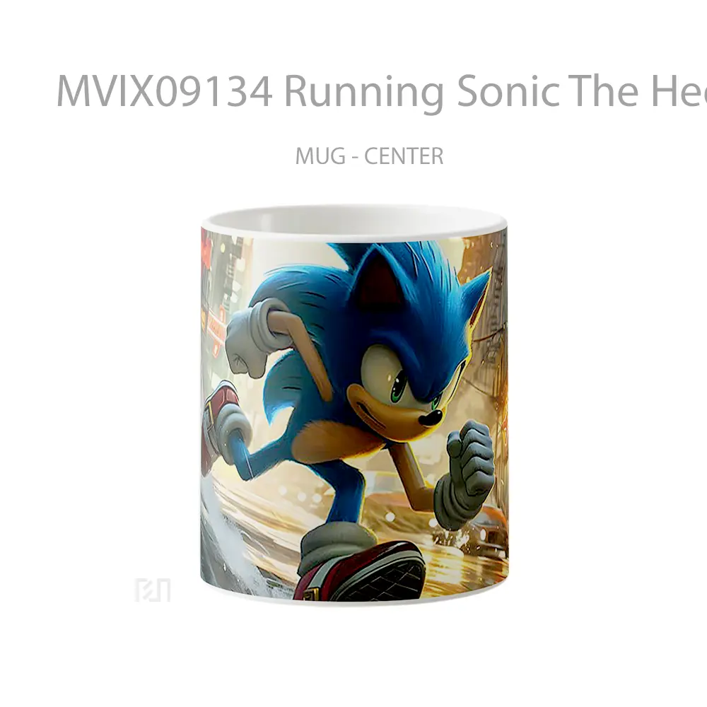 Mug Running Sonic The Hedgehog In City Gelas Keramik Desain Unik