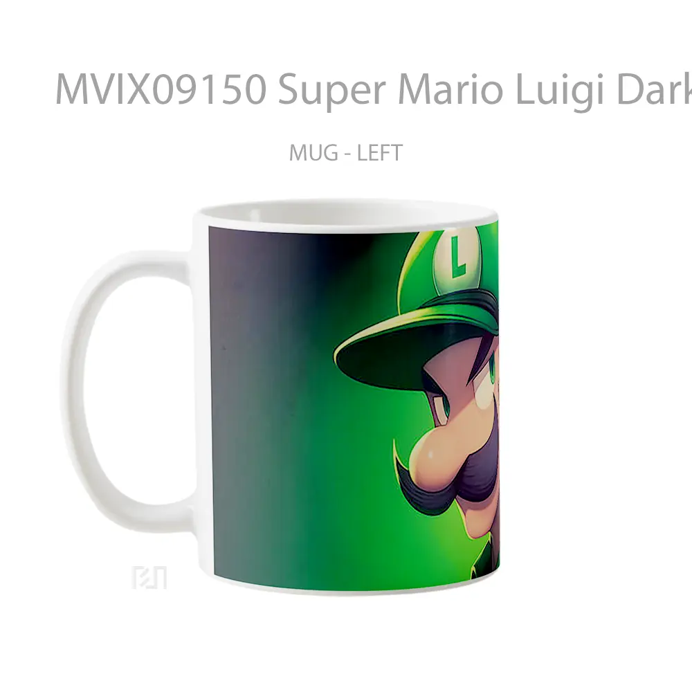 Mug Super Mario Luigi Dark Green Mug Aesthetic Koleksi Spesial - All-side / Desain