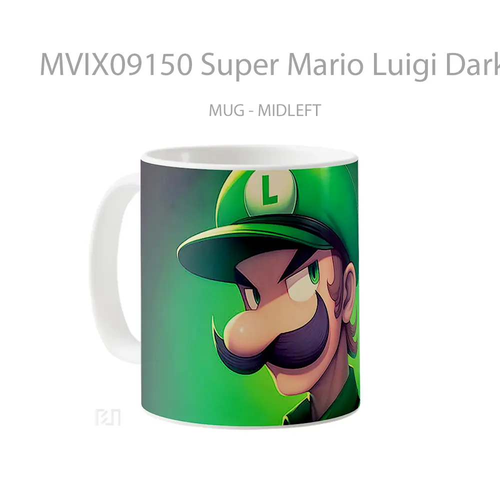 Mug Super Mario Luigi Dark Green Mug Aesthetic Koleksi Spesial - All-side / Desain